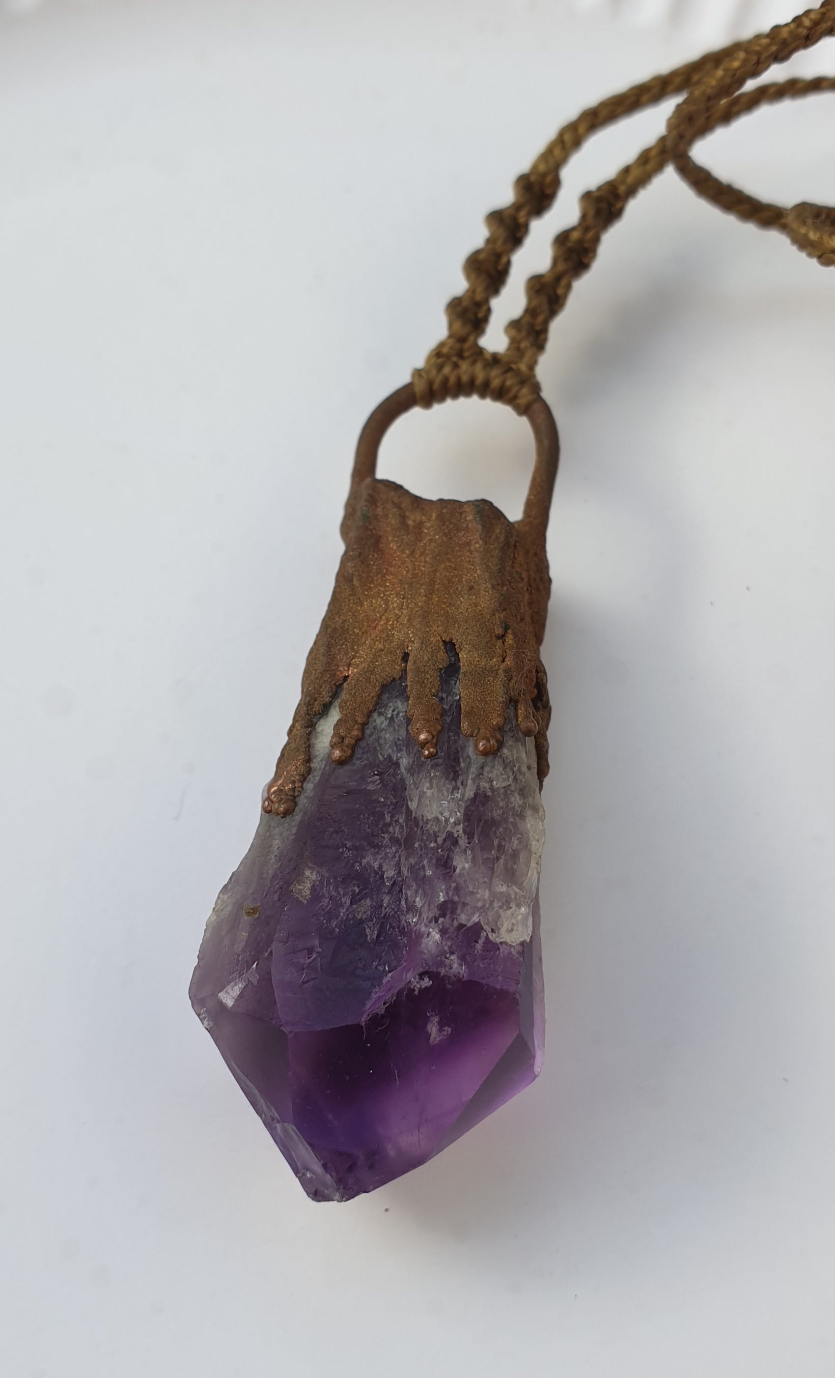 Amethyst copper Macramé necklace