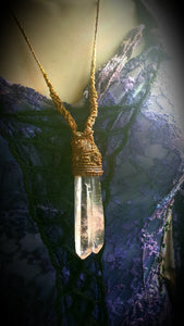 Lemurian - soulmate - tantric twin - double terminated Quartz - top knot Macramè necklace