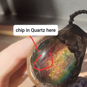 Copper Couldron Amulet - Quartz + pigment art- one off design piece.