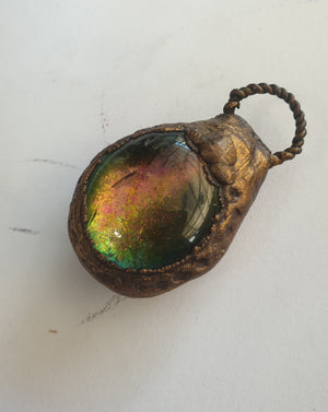 Copper Couldron Amulet - Quartz + pigment art- one off design piece.