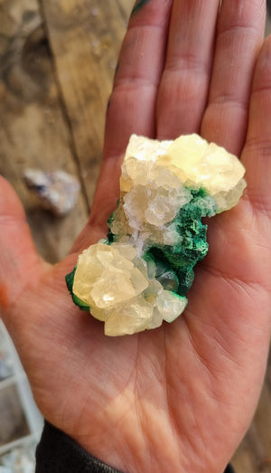 Malachite and calcite - Mashamba West mine DRC Congo - 76grams