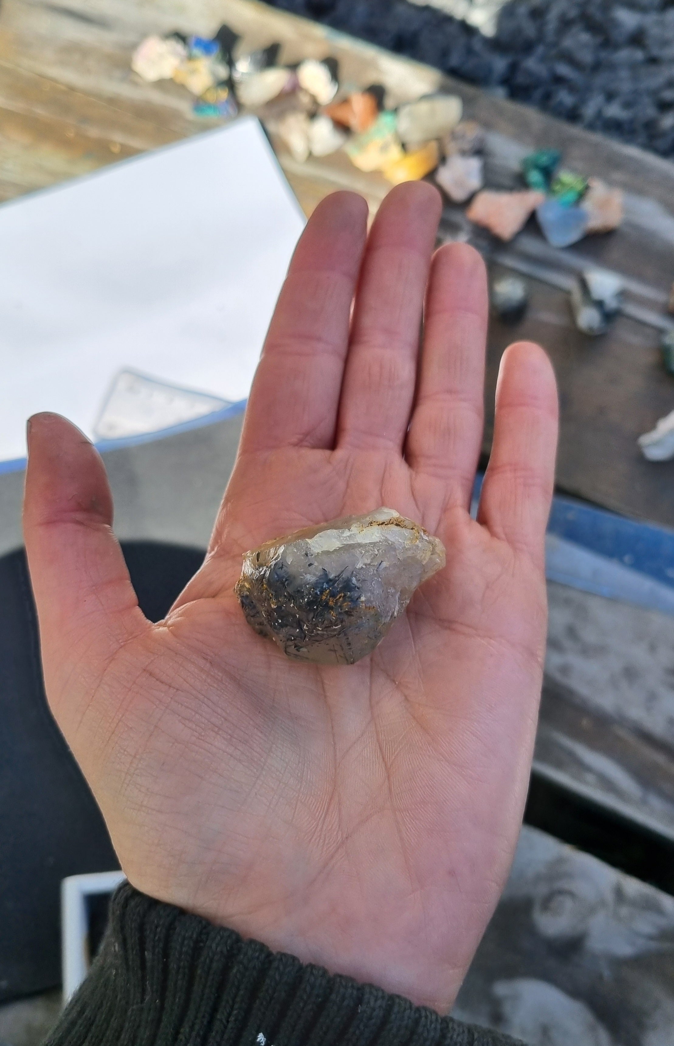 Tourmalinated rutile quartz with unknown mineral, - Pakistan