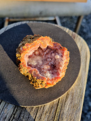 Pink chalcedony geode