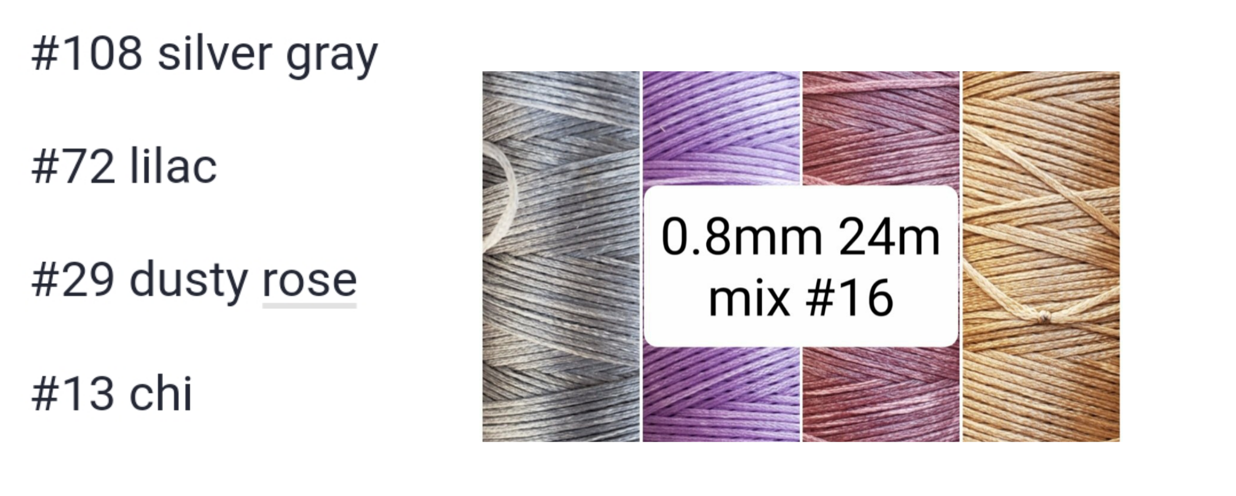 Macrame Cord  sample lot #16 - 0.8mm - 24 meters