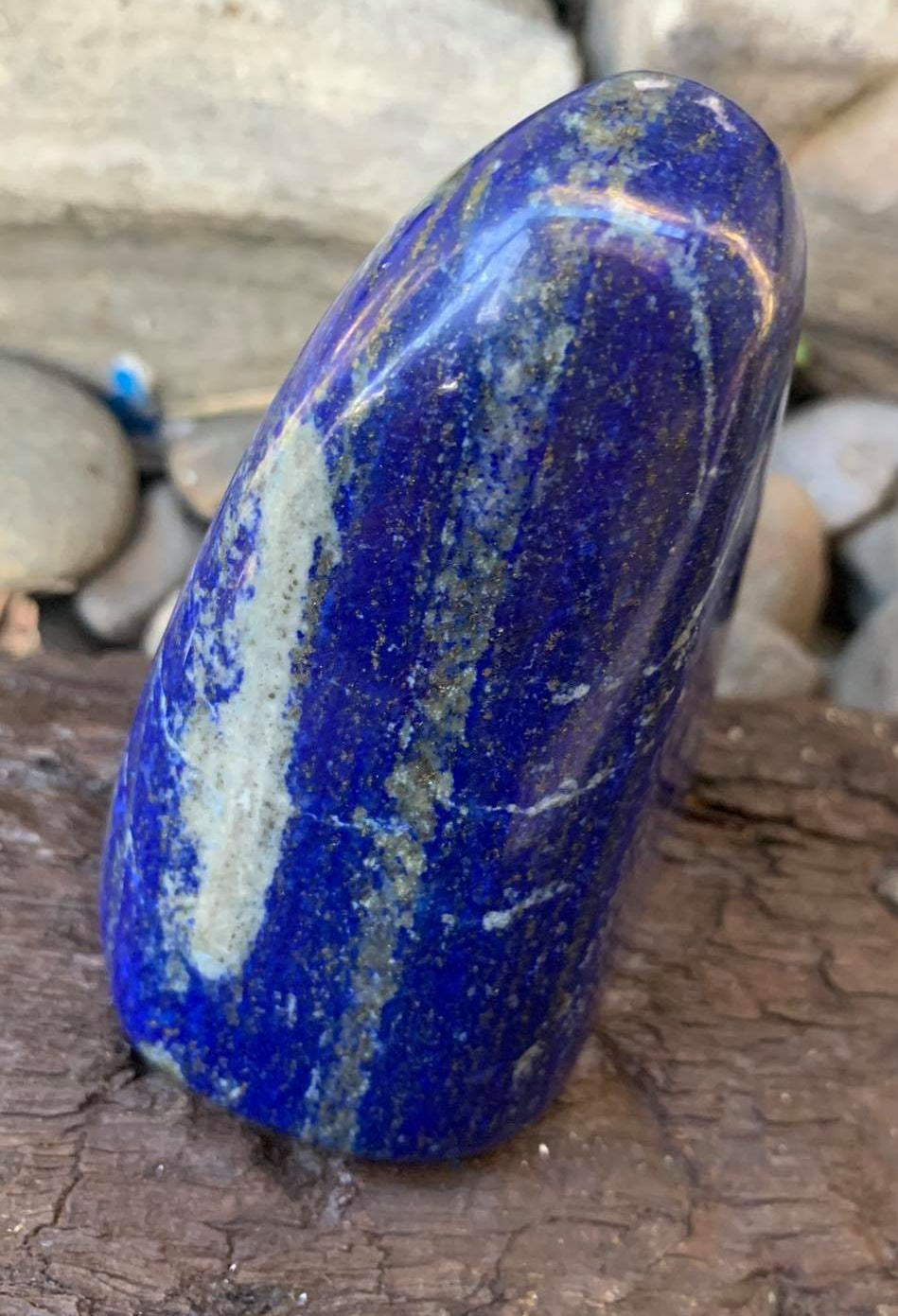 Lapis Lazuli with pyrite - Freeform polished