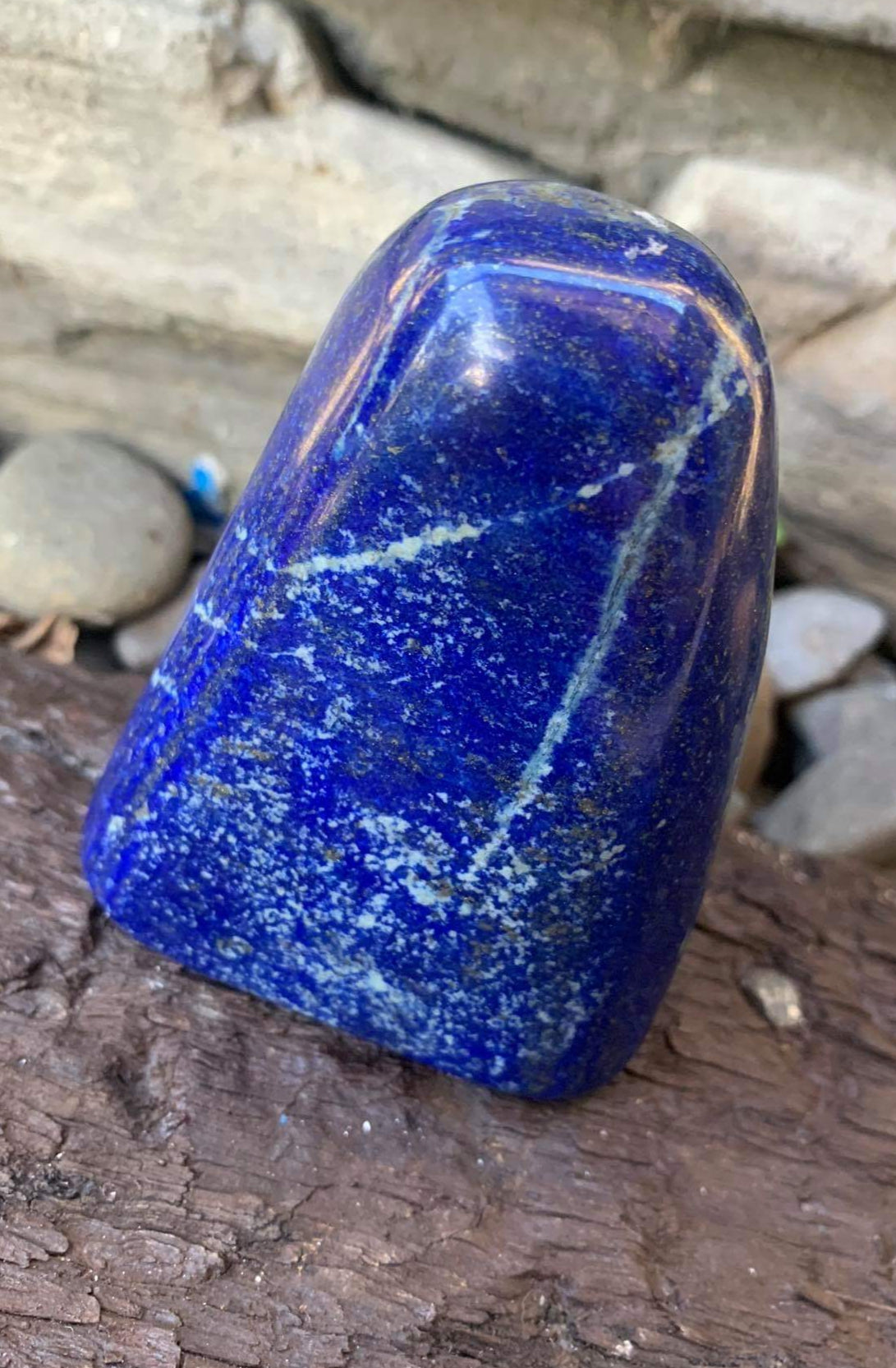 Lapis Lazuli with pyrite - Freeform polished