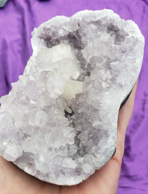 Lavender Amethyst geode with Apophyllite - zeolite specimen