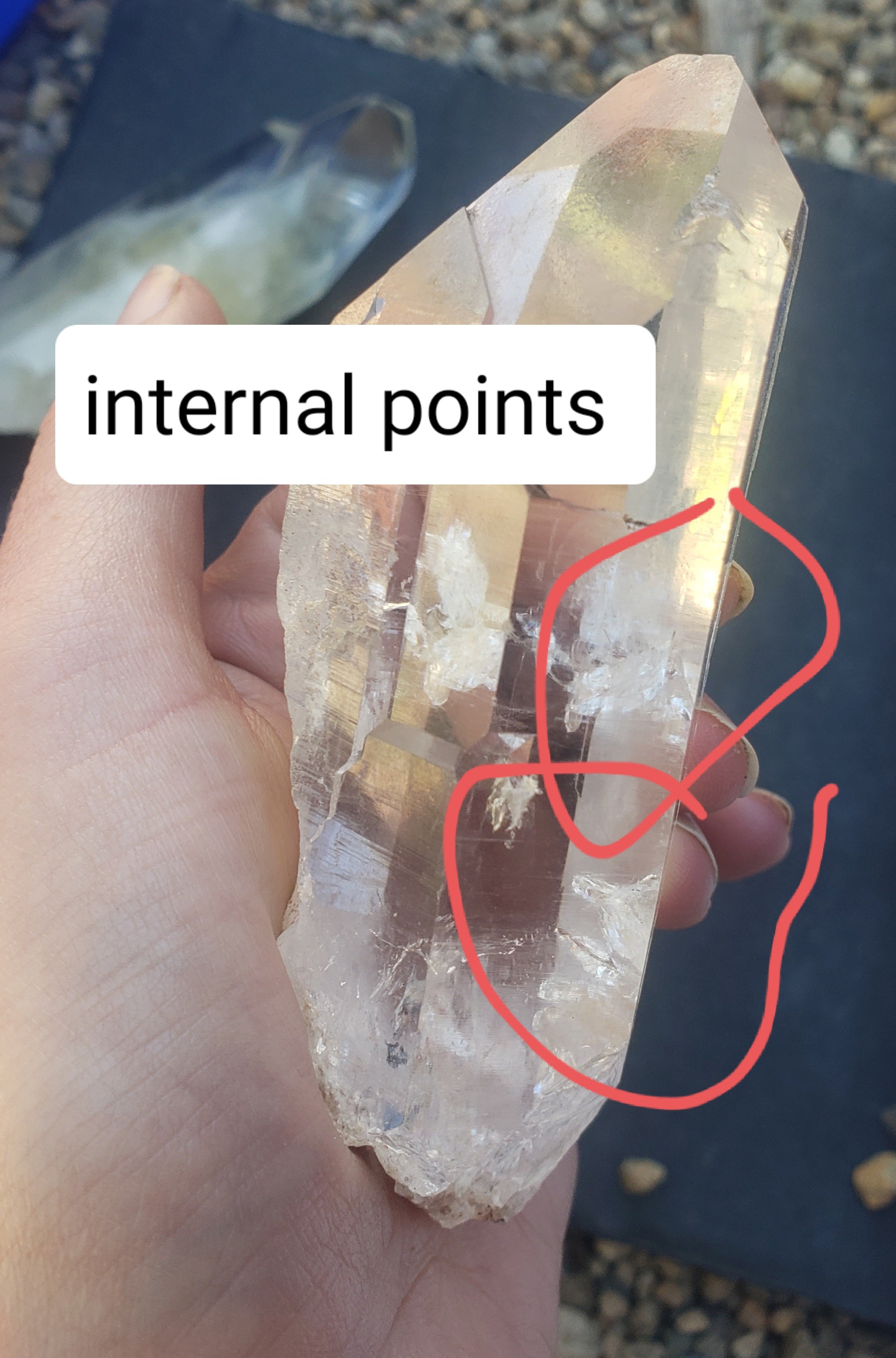 Himalayan ice quartz - point - internal points-  150 grams