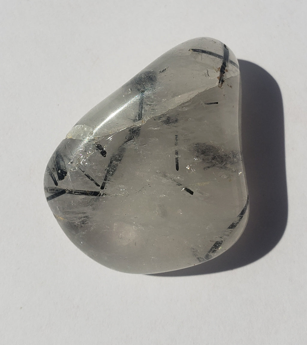 Rutilated quartz - black tourmaline rutiles - tumbled - 14grams