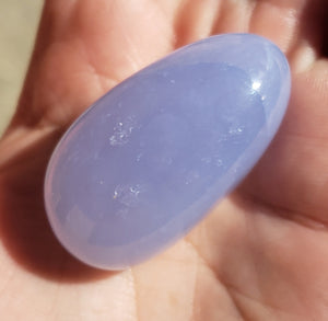 Blue chalcedony with drusy - tumbled - 28grams - Top quality