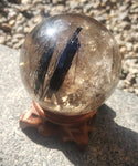 Smokey quartz with Black Tourmaline Rutiles - sphere - 272grams
