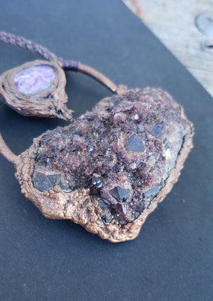 Spirit quartz cluster + chaorite epic copper master piece necklace