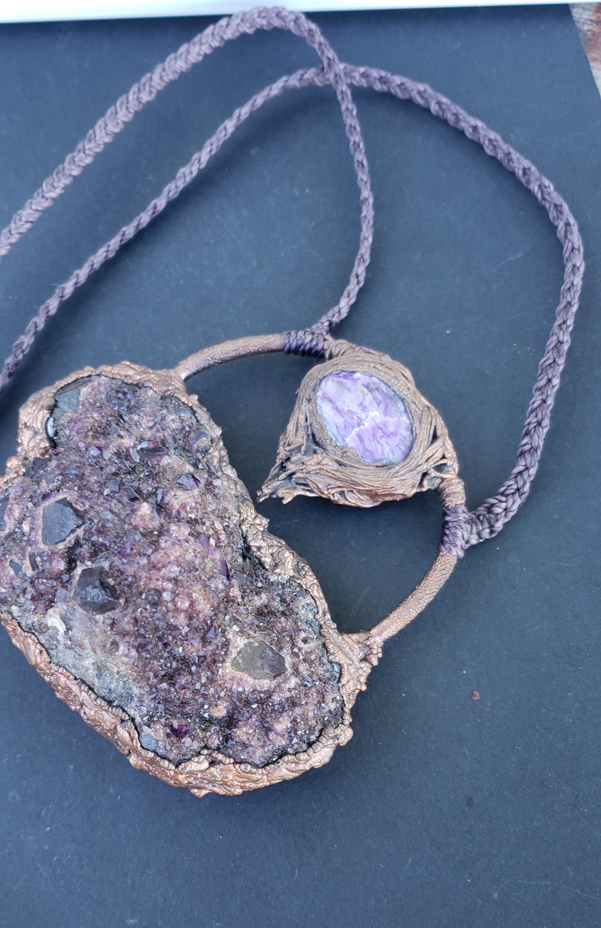 Spirit quartz cluster + chaorite epic copper master piece necklace