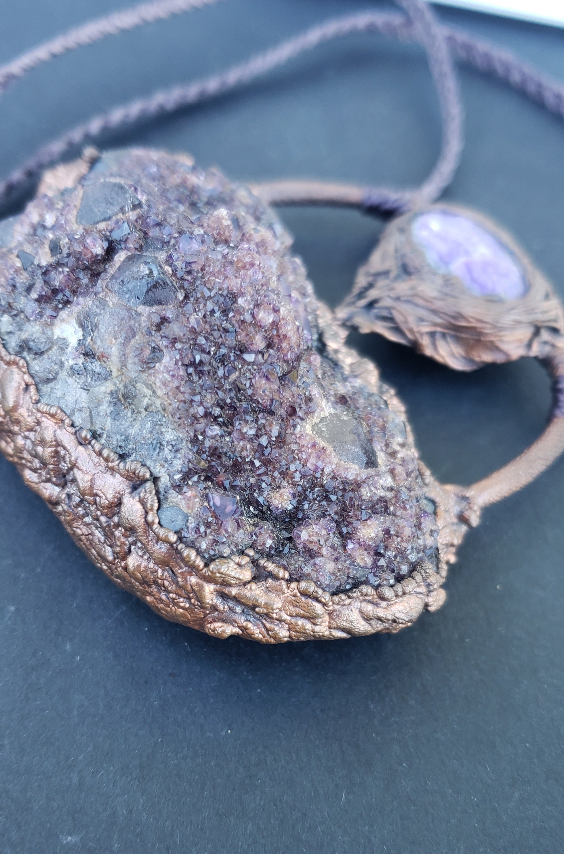 Spirit quartz cluster + chaorite epic copper master piece necklace