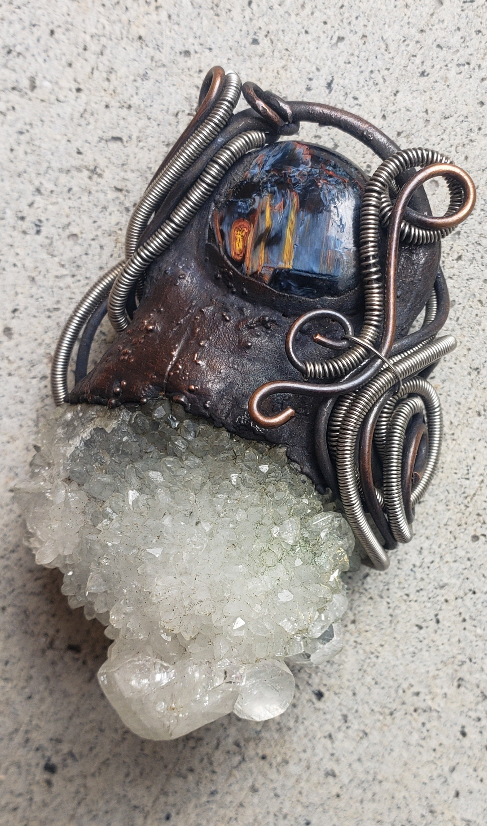 Apophyllite + Pietersite - The Copper cauldron - Kiwa Creations collaboration