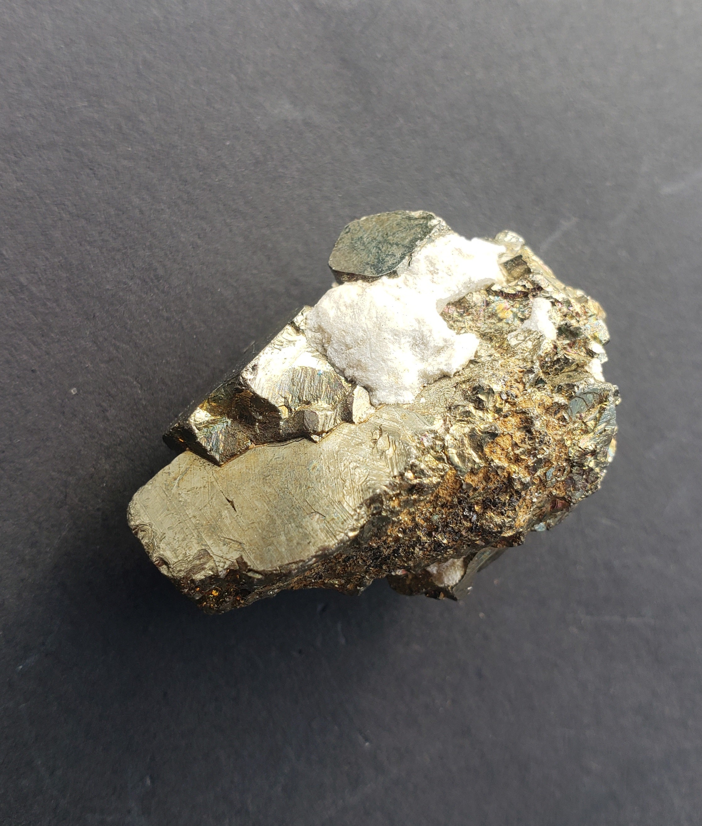 pyrite cluster with a bit of colourful calicopyrite - 16g
