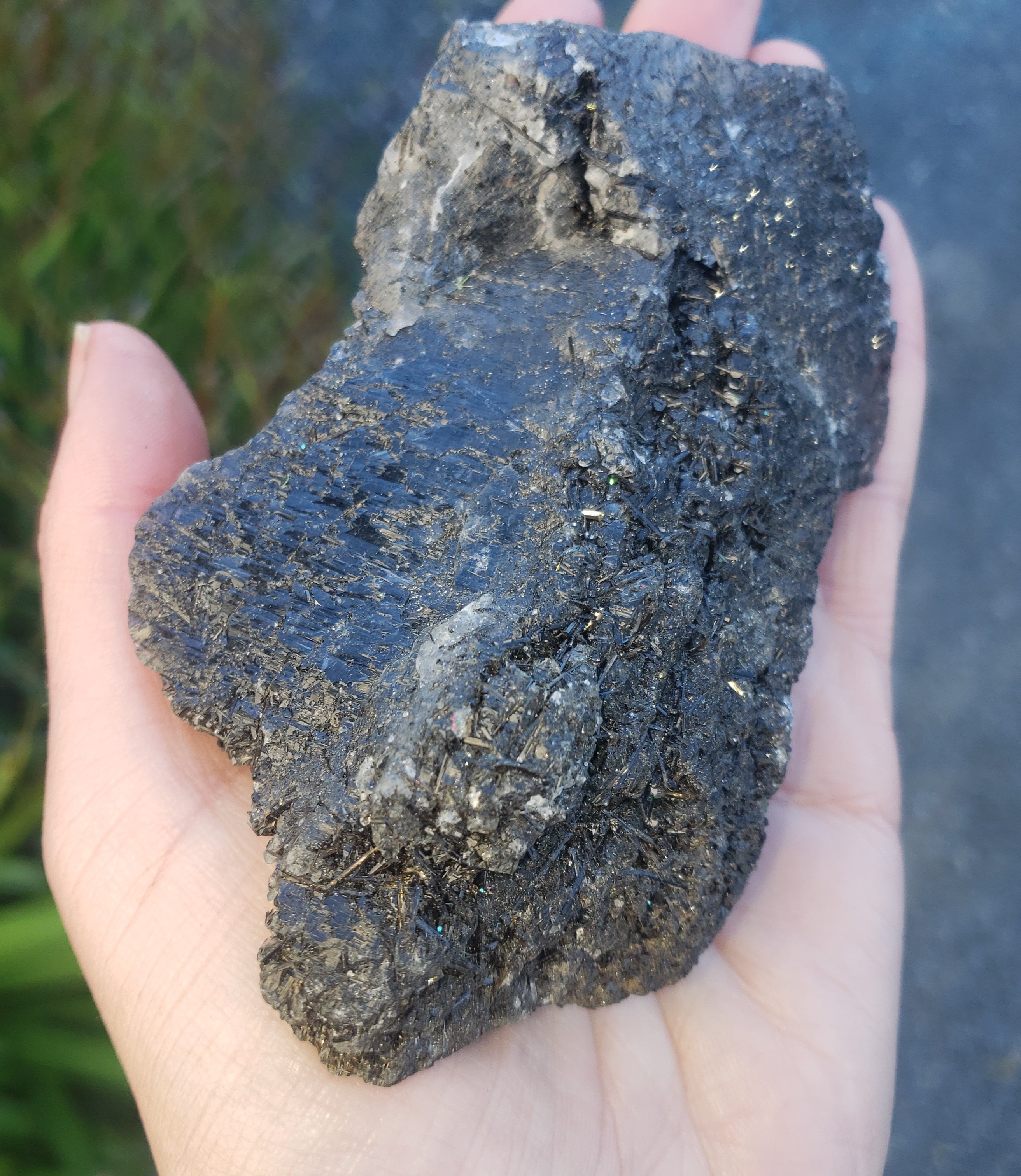 Black tourmaline rutiles in quartz - external rutile elestial-catherdral formation- 228grams