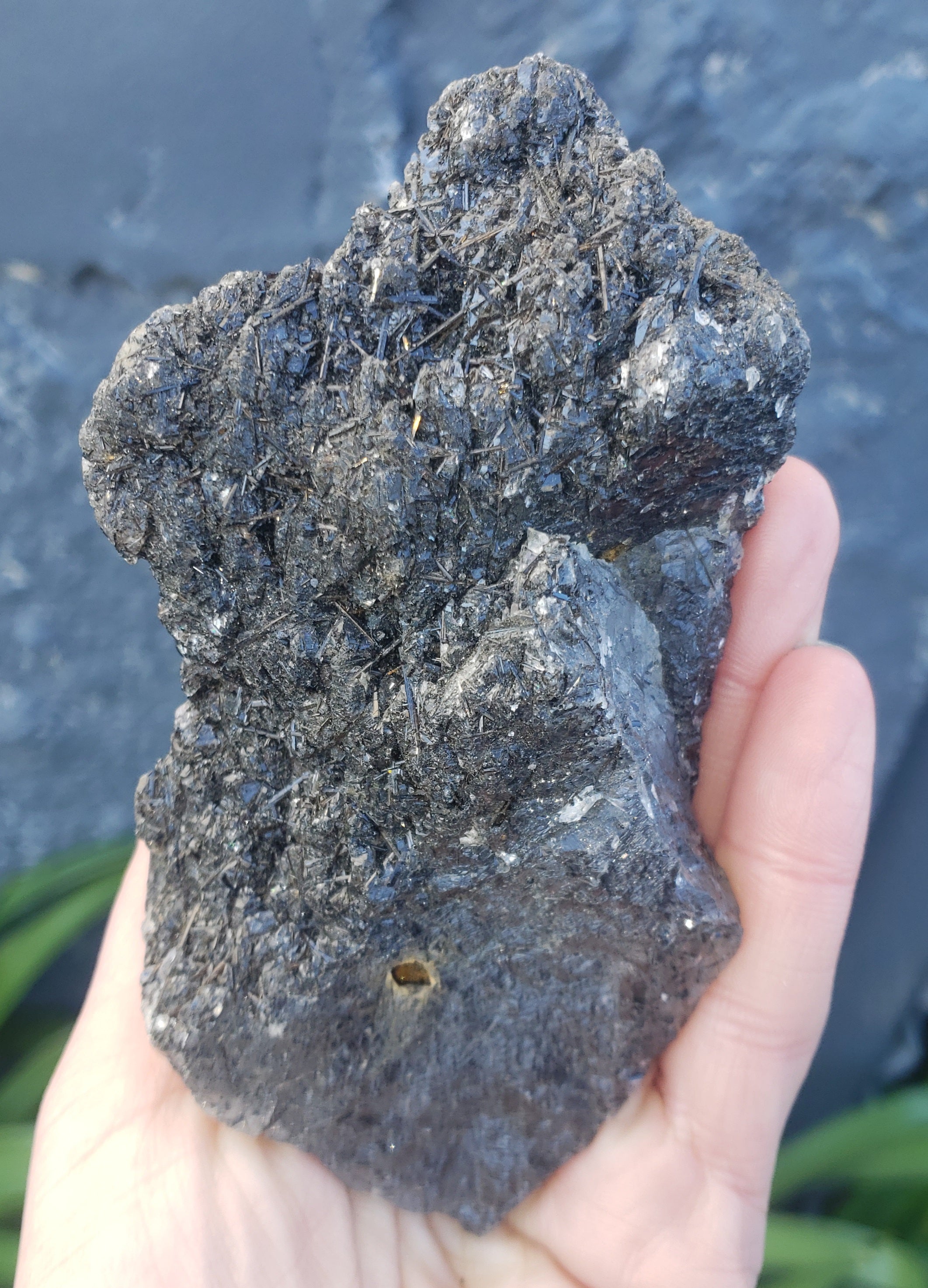 Black tourmaline rutiles in quartz - external rutile elestial-catherdral formation- 228grams