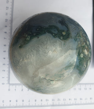 Moss Agate - large  Sphere withe geodes - 420grams